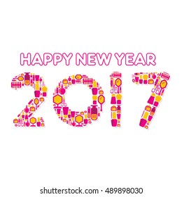 Vector Illustration of Creative New Year Greeting for 2017