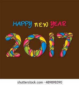 Vector Illustration of Creative New Year Greeting for 2017