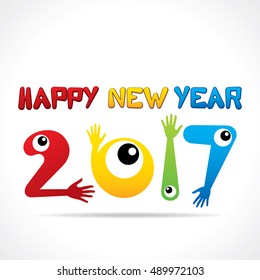 Vector Illustration of Creative New Year Greeting for 2017