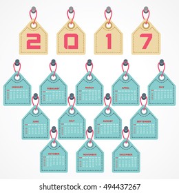 Vector Illustration of Creative New Year calender for 2017