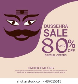 Vector illustration of Creative Offer banner or poster of dussehra with Ravana head.