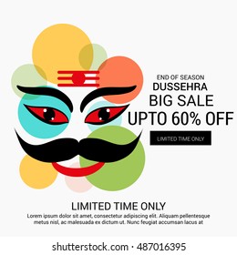 Vector illustration of Creative Offer banner or poster of dussehra with Ravana head.