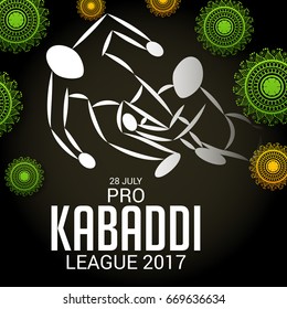 Vector illustration of Creative poster or Banner design with colorful background for kabaddi  League concept.