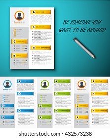 Vector illustration of creative resume. 