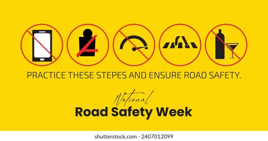 Vector illustration Creative Template Design for National Road Safety Week, 11 to 17 January Every Year. Traffic Light Pole. Safety driving concept