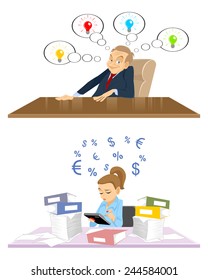 Vector illustration of a creativity director and accountant