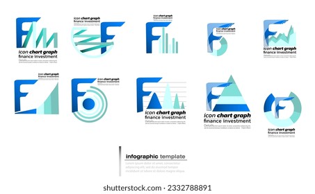 Ilustración vectorial conjunto de creatividad de diseño de logotipo empresarial y financiero plantilla de infografía.icon.gráfico grafo.finanzas.inversión.