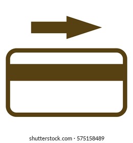 Ilustración vectorial de tarjeta de crédito con icono de símbolo de flecha en marrón