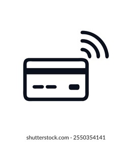 Vector illustration of a credit card with contactless payment symbol.