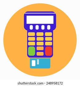 Vector illustration of credit card flat icon pos