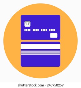 Vector illustration of credit card flat icon both side