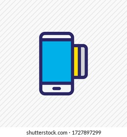 Vector illustration of credit card icon colored line. Beautiful telephone element also can be used as mobile banking icon element.