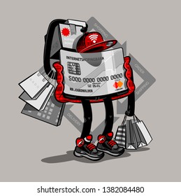 The vector illustration credit card like of symbol internet shopping