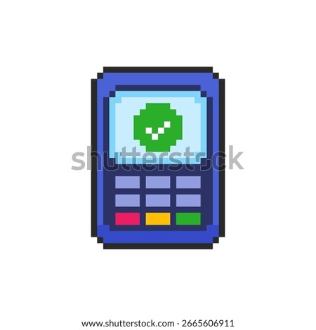 Vector Illustration of Credit Card Payment Terminal with Pixel Art Design, perfect for game assets themed designs
