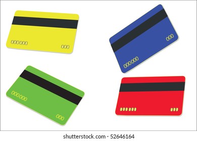 Ilustración vectorial de las tarjetas de crédito con fondo blanco