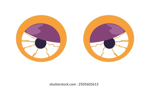 Vector illustration of creepy eyeballs with orange iris, isolated on a white background. Ideal for Halloween decorations, horror designs, or spooky-themed projects.