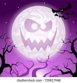 vector illustration of a creepy halloween full moon