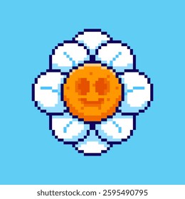 Vector Illustration of Creepy Smiling Flower with Pixel Art Design, perfect for game assets themed designs