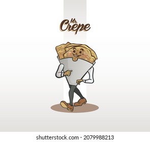 Vector illustration of crepe mascot walking. Cartoon style mascot.