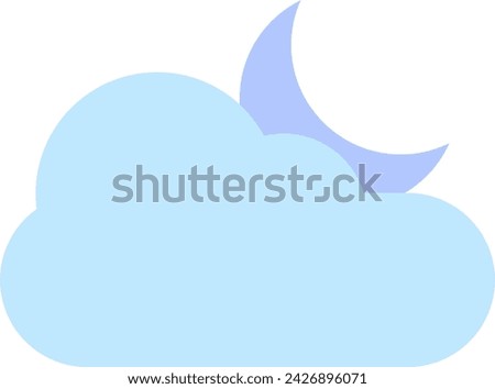 vector illustration of a crescent moon behind the clouds