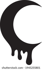 Vector illustration of the crescent moon dripping