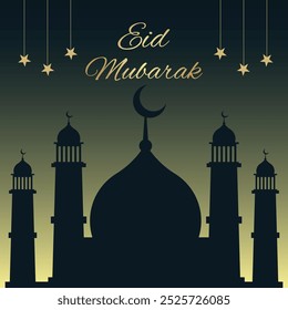 Ilustración vectorial de la Luna creciente y la mezquita, símbolo del Islam y de los musulmanes