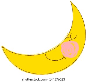 Vector Illustration Crescent Moon Sleeping Stock Vector (Royalty Free ...