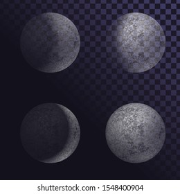 Vector illustration with a crescent moon,moon phases