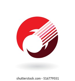 Vector Illustration of a Crescent Shaped Striped Abstract Icon isolated on a white background