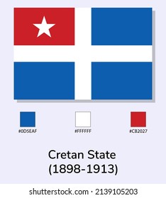 Vector Illustration of Cretan State(1898-1913) flag isolated on light blue background. Illustration Cretan State(1898-1913) flag with Color Codes. As close as possible to the original. vector eps10.