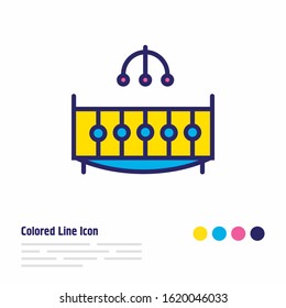 Vector illustration of crib icon colored line. Beautiful vacation element also can be used as cot icon element.
