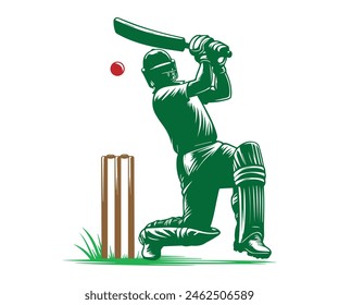  Vector Illustration of a Cricket Batsman