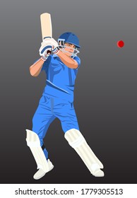 Vector Illustration Of Cricket Batsman Facing Bouncer Delivery