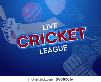 Vector illustration of cricket batsman on night stadium view background for Cricket league concept.