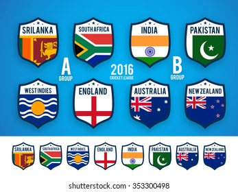  Vector Illustration of Cricket match 2016 schedule with countries flags.