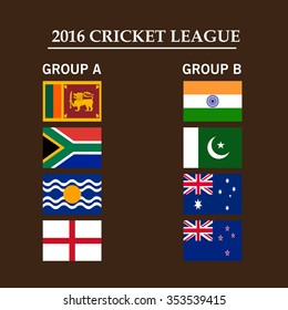 Vector Illustration of Cricket match 2016 schedule with countries flags.