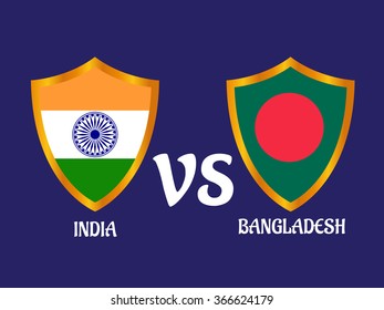 Vector illustration of  Cricket Match concept with their countries flag. 