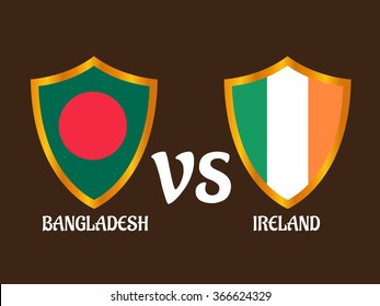 Vector illustration of  Cricket Match concept with their countries flag. 