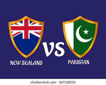 Vector illustration of Cricket Match concept with their countries flag.