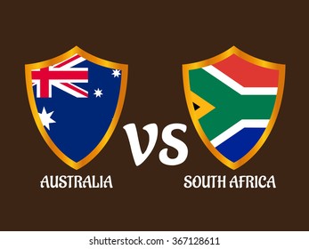 Vector illustration of Cricket Match concept with their countries flag.