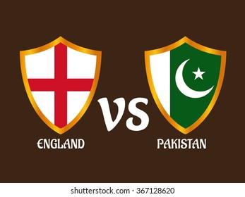 Vector illustration of Cricket Match concept with their countries flag.