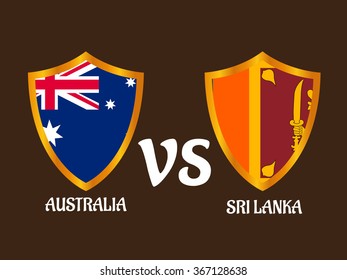 Vector illustration of Cricket Match concept with their countries flag.