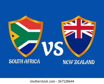 Vector illustration of Cricket Match concept with their countries flag.