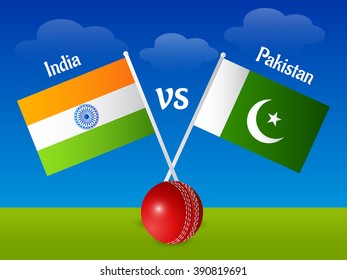 Vector illustration of Cricket Match concept with their countries flag.
