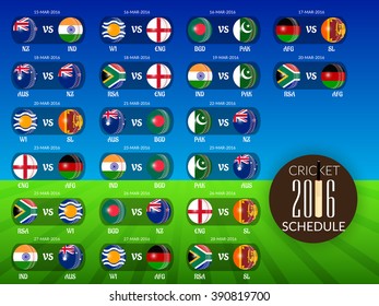 Vector illustration of Cricket Match concept with their countries flag.