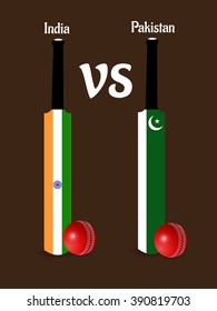 Vector illustration of Cricket Match concept with their countries flag.