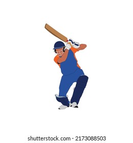 Vector illustration of Cricket player, Playing off Drive 