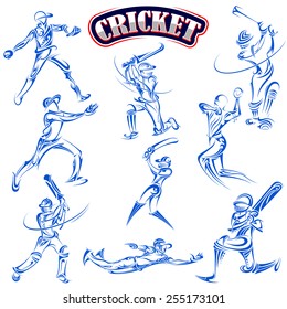 vector illustration of cricket player playing with bat