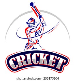 vector illustration of cricket player playing with bat