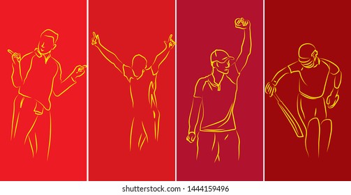 vector illustration of cricket players